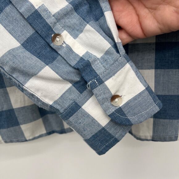 Mens MARINE LAYER Buffalo Check Blue White Button Front Shirt Small S - Picture 5 of 8